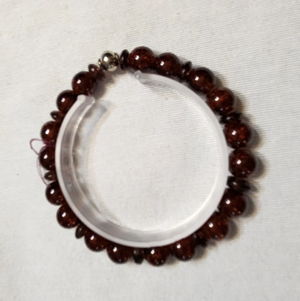 Hand Crafted Bracelet Brown Stretch Beaded Unisex